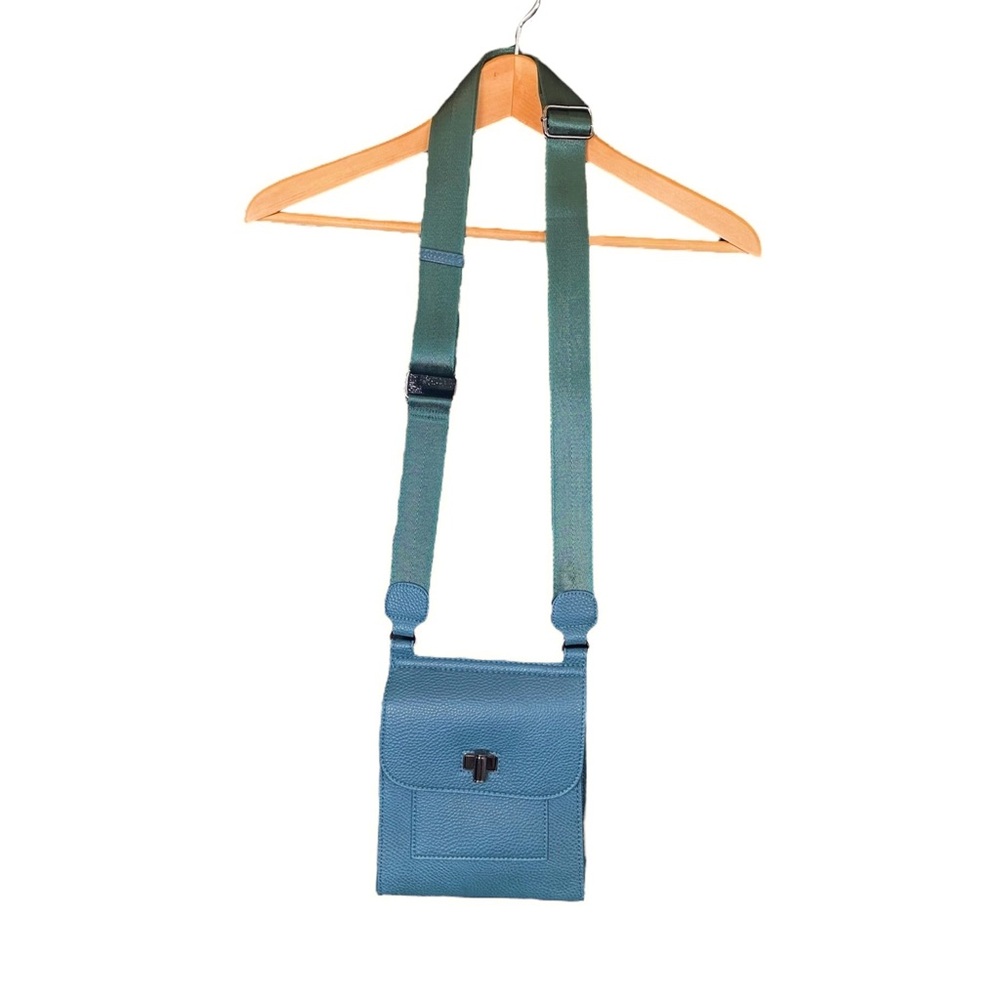 Chicos Purse Women’s Crossbody Adjustable Strap Teal Blue Mini Bag + Pockets OS